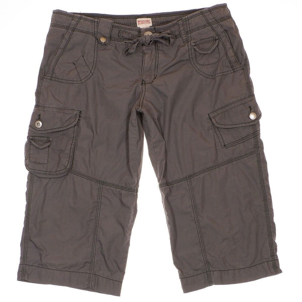Mossimo Supply Co Pants Juniors Size 13 Gray Cargo Capri Measures 33 x 17.5